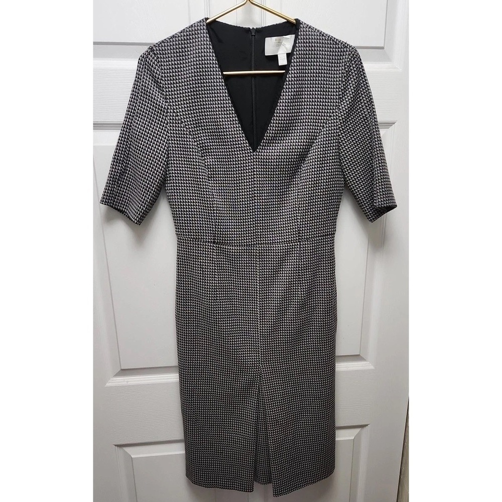 Hugo Boss Womens Size 4 Dalissa Black White Purple Houndstooth Sheath Dress